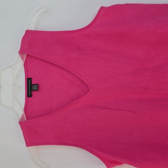 Saks Fifth Avenue Pink Linen Shell Top.  Size Small - Picture 2 of 8
